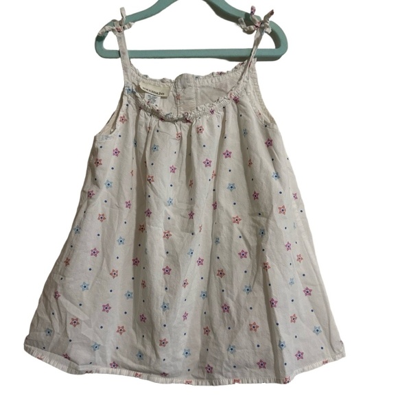 TOUGHSKINS Youth Girls Lrg White Floral Ruffled Tie Strap Tank Top Summer Play - Picture 1 of 4